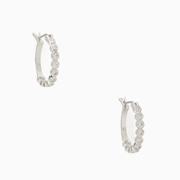 kate spade Jewelry - NWT Kate Spade Hoops Full Circle Huggies Huggie Earrings silver crystal  cz